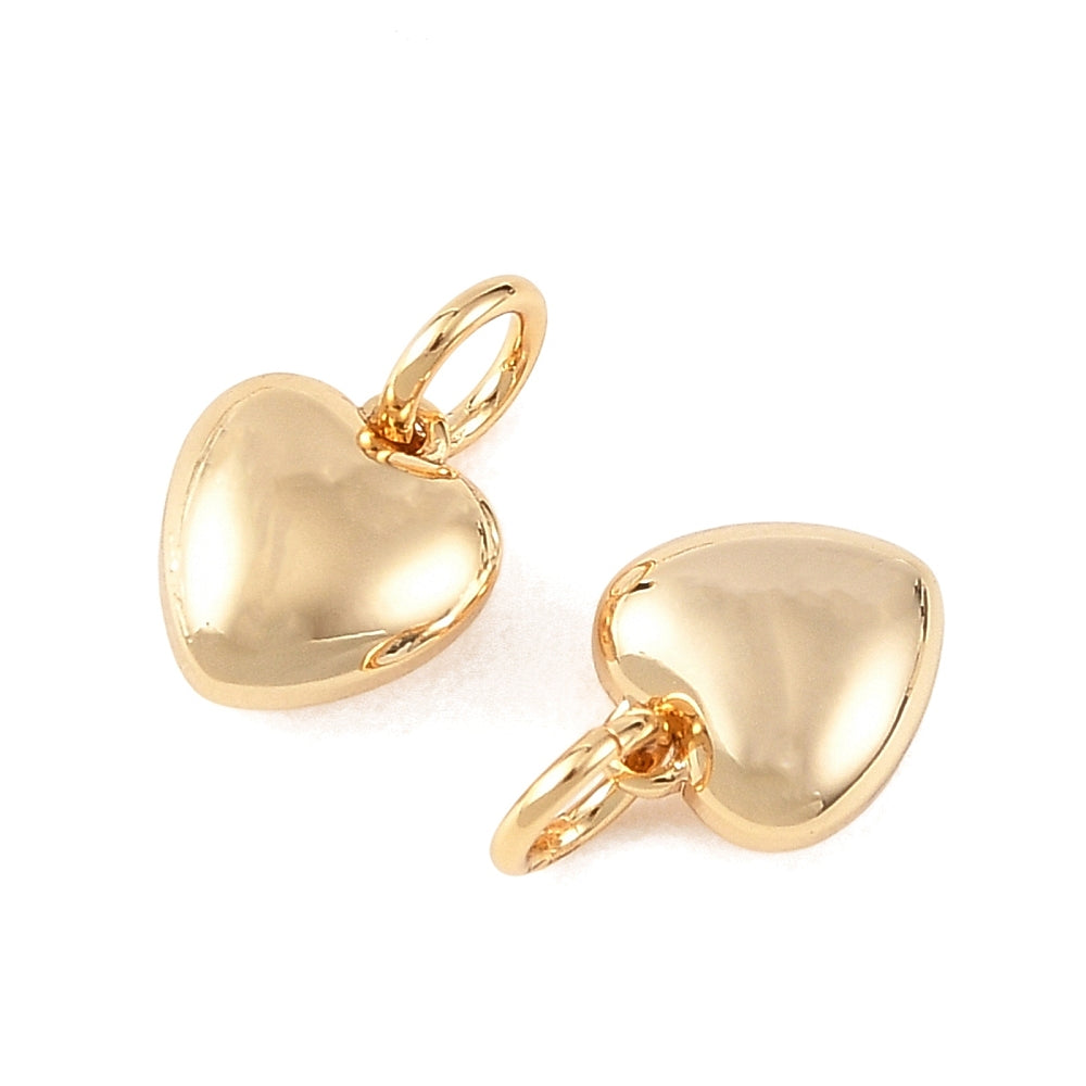 18K Gold Plated Puffy Heart Charm 2 Pack | The Pink Bead Shop Canada