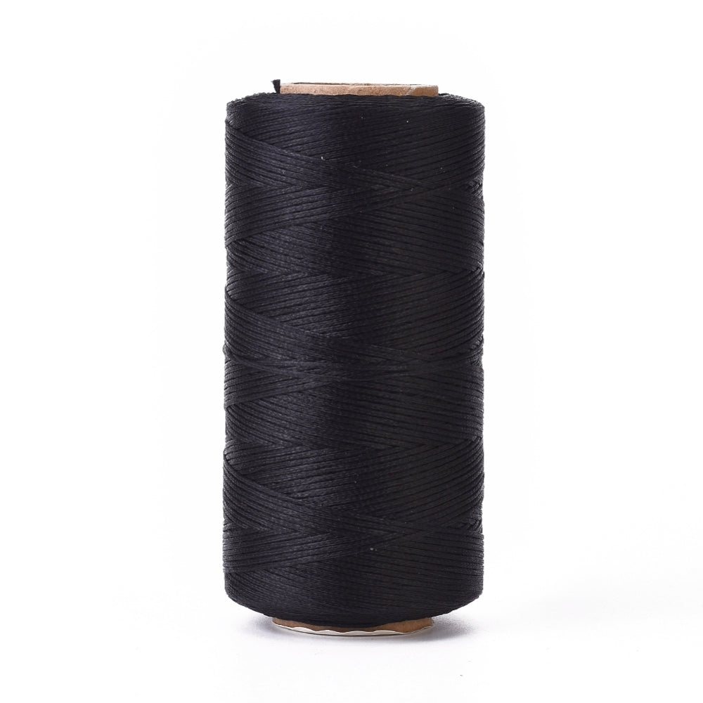 0.8mm Flat Waxed Polyester Cord – Black – 260 Metre Roll | The Pink Bead Shop Canada