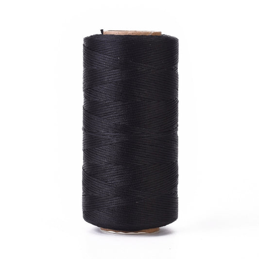 0.8mm Flat Waxed Polyester Cord – Black – 260 Metre Roll | The Pink Bead Shop Canada
