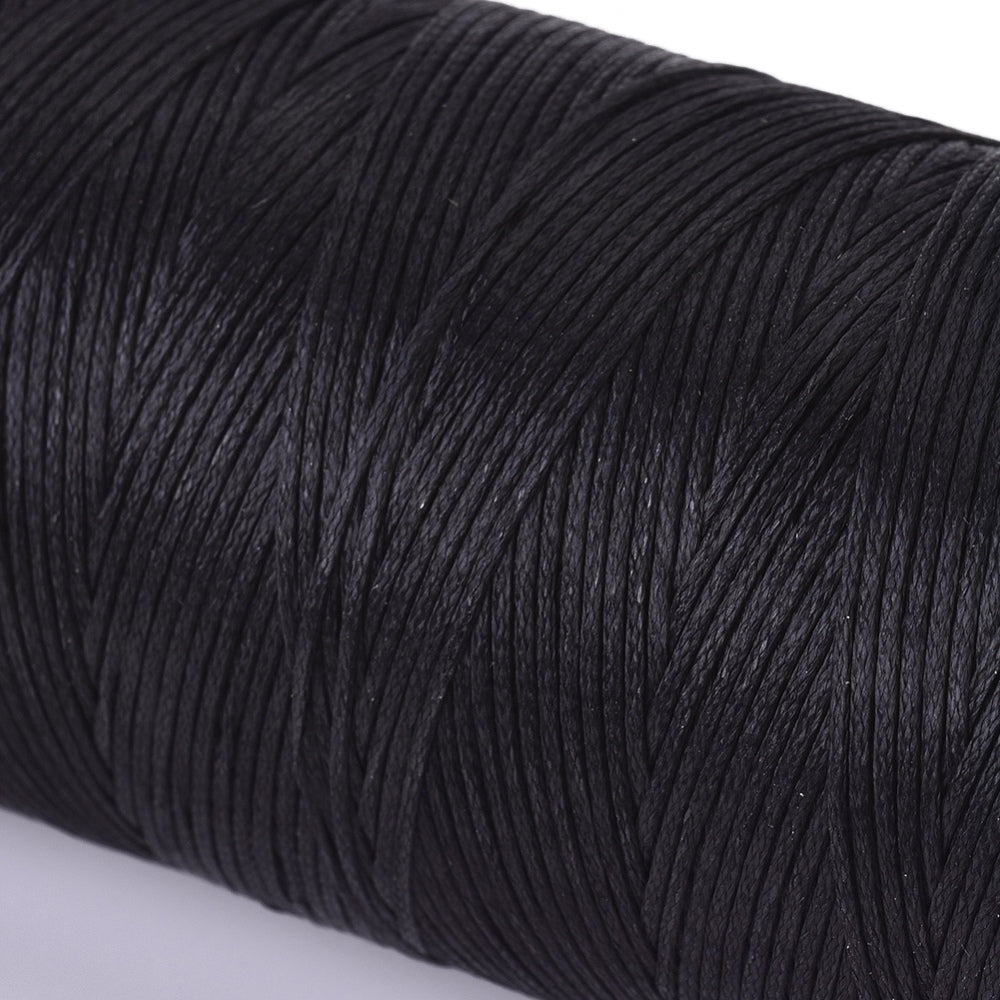 0.8mm Flat Waxed Polyester Cord – Black – 260 Metre Roll | The Pink Bead Shop Canada