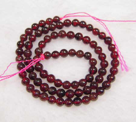 Garnet Round Beads 4mm | Grade B Natural Gemstone Strands | The Pink Bead Shop Canada