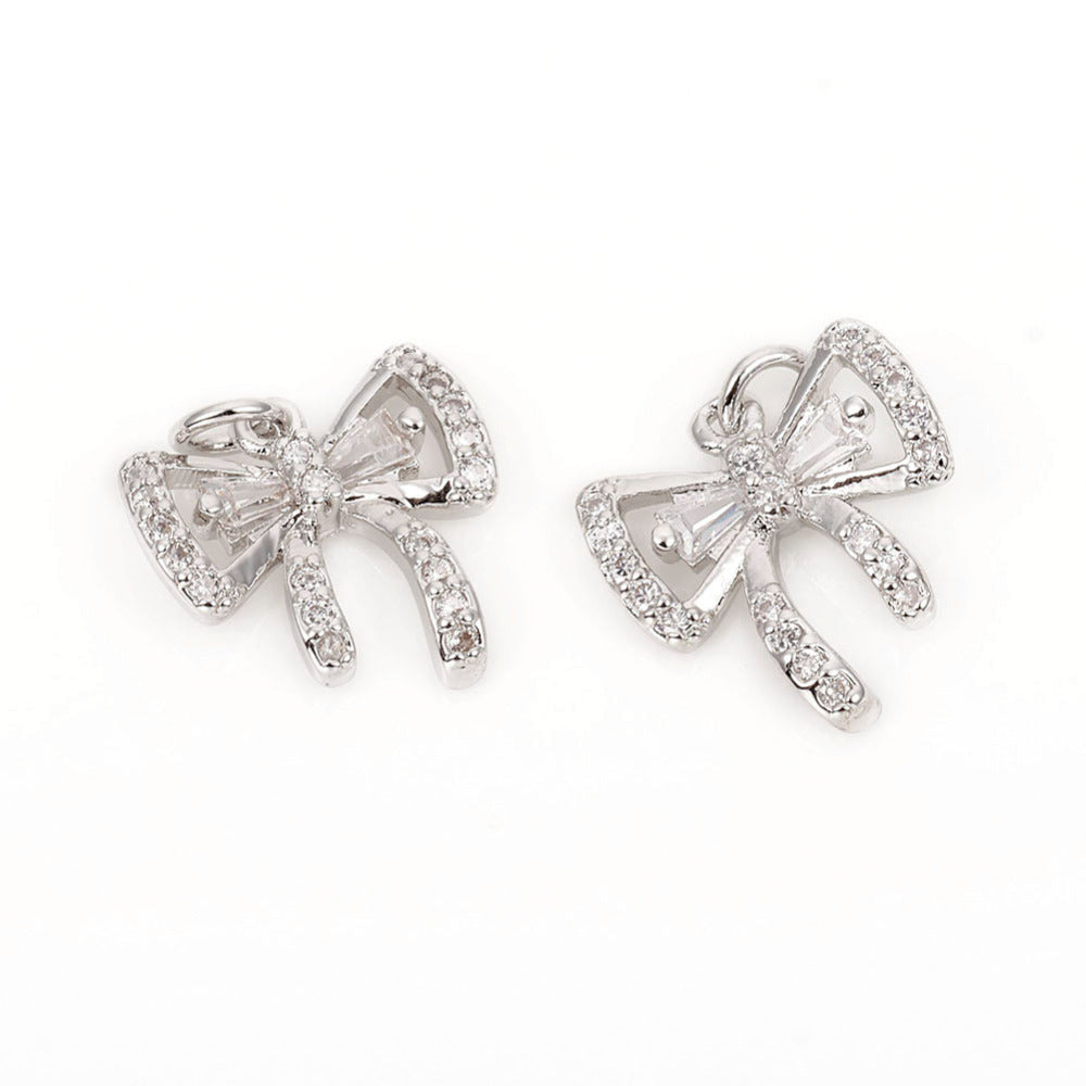 Cubic Zirconia Bowknot Charms – Platinum Micro Pave The Pink Bead Shop