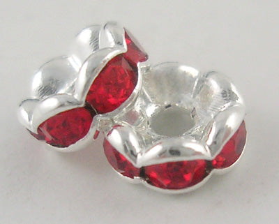 Brass Rhinestone Beads, Grade "A", Rhinestone, Silver Color Plated, Nickel Free about 8mm 10 pack