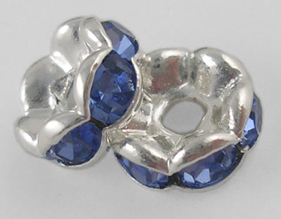 Brass Rhinestone Beads, Grade "A", Rhinestone, Silver Color Plated, Nickel Free about 8mm 10 pack