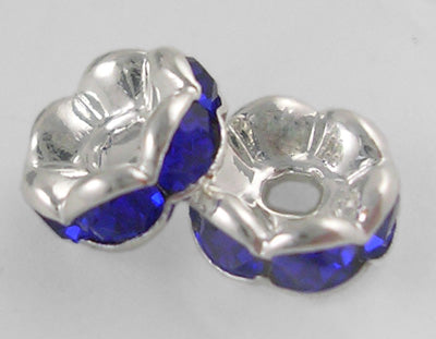 Brass Rhinestone Beads, Grade "A", Rhinestone, Silver Color Plated, Nickel Free about 8mm 10 pack