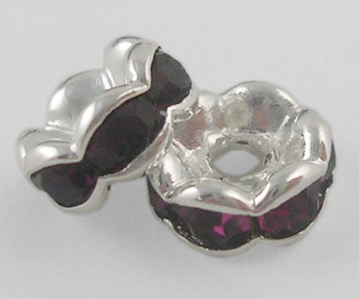 Brass Rhinestone Beads, Grade "A", Rhinestone, Silver Color Plated, Nickel Free about 8mm 10 pack