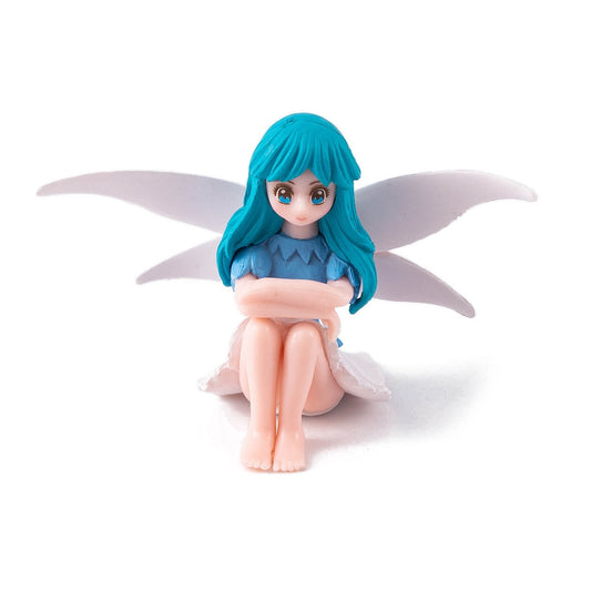Mini PVC Fairy, White Wing, Figurine, Fairy Garden Decorations, Blue