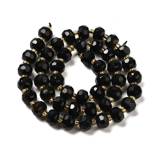 Black Onyx Beads – Dyed & Heated Faceted Rondelle 78x56mm (45–46pcs/Strand) The Pink Bead Shop