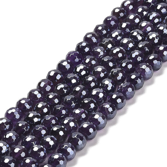 Electroplated Amethyst Beads – Faceted 128 Cut Round 6mm & 8mm (Assorted Sizes) The Pink Bead Shop