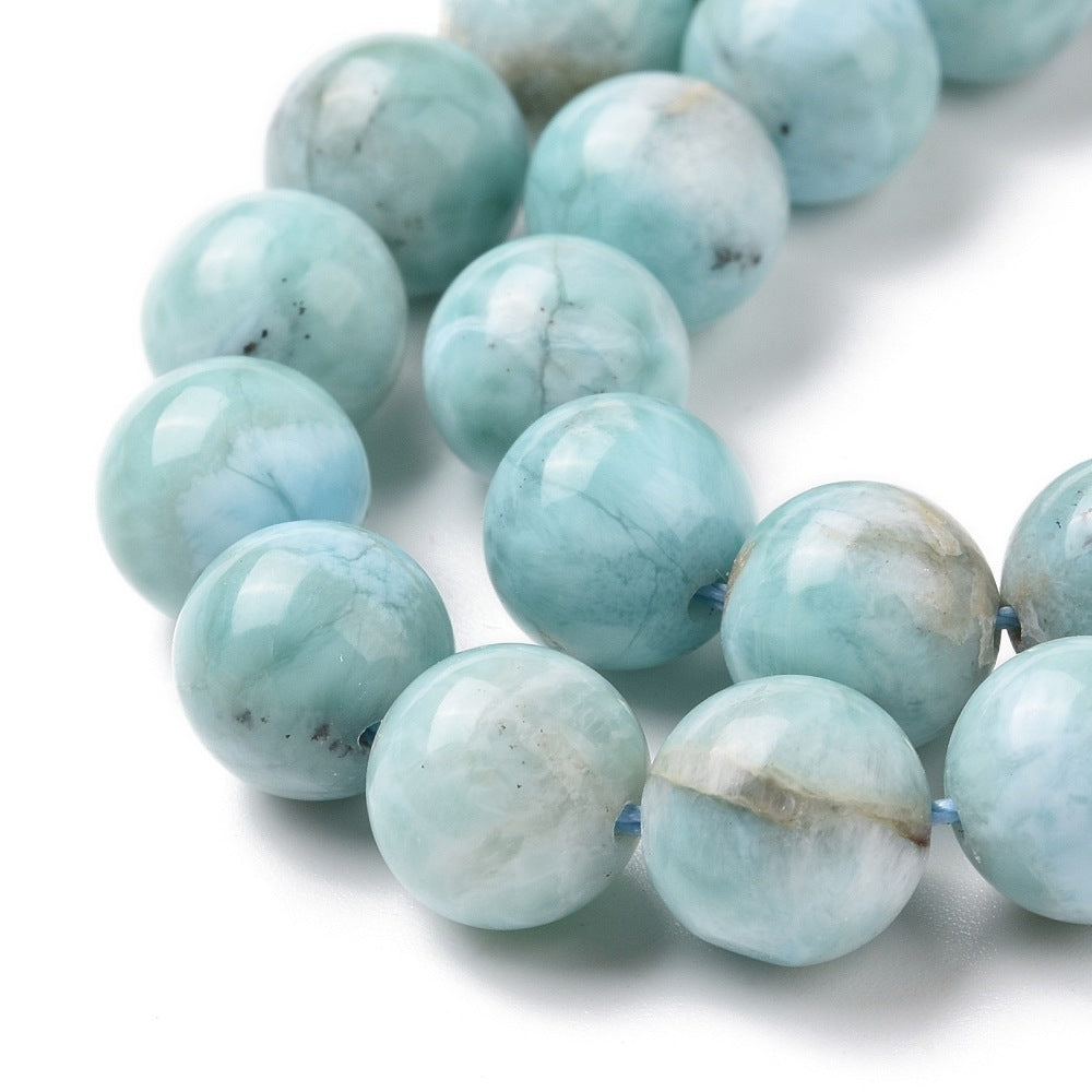 Natural Larimar Round Bead Strands Grade AB