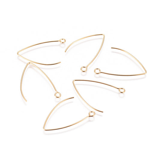 304 Stainless Steel Earring Hooks, with Horizontal Loop, Golden 1 PAIR