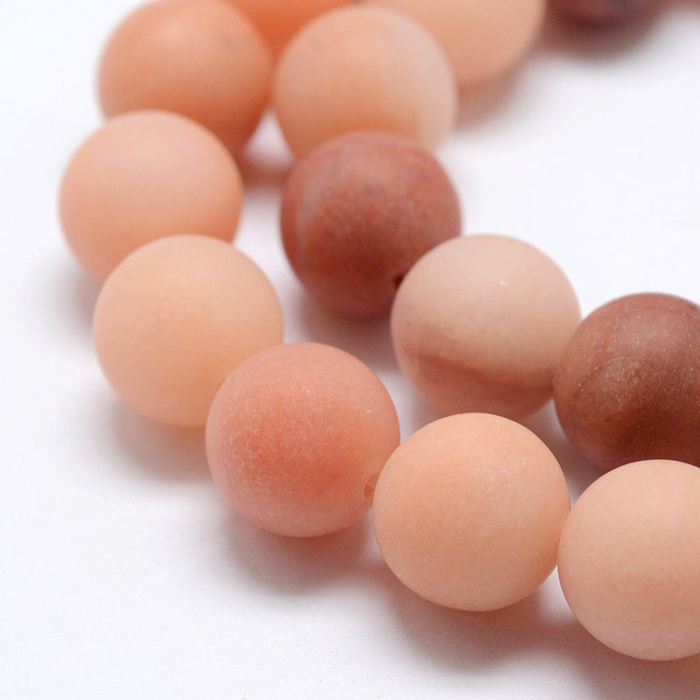 Natural Pink Aventurine Beads Strands, Frosted, Round, 8mm