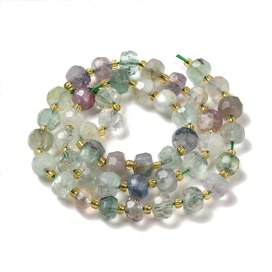 Fluorite Beads  Natural Faceted Rondelle 78x56mm (45–46pcs/Strand) The Pink Bead Shop