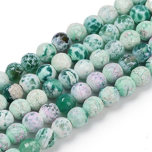 Fire Crackle Agate Beads Dyed & Heated Faceted Round 5.5~6mm (66pcs/Strand) The Pink Bead Shop
