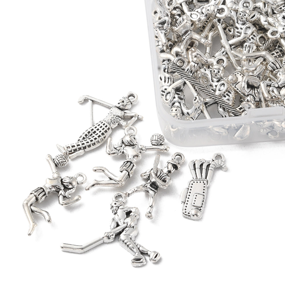Sports Themed Tibetan Style Alloy Pendants 42pcs