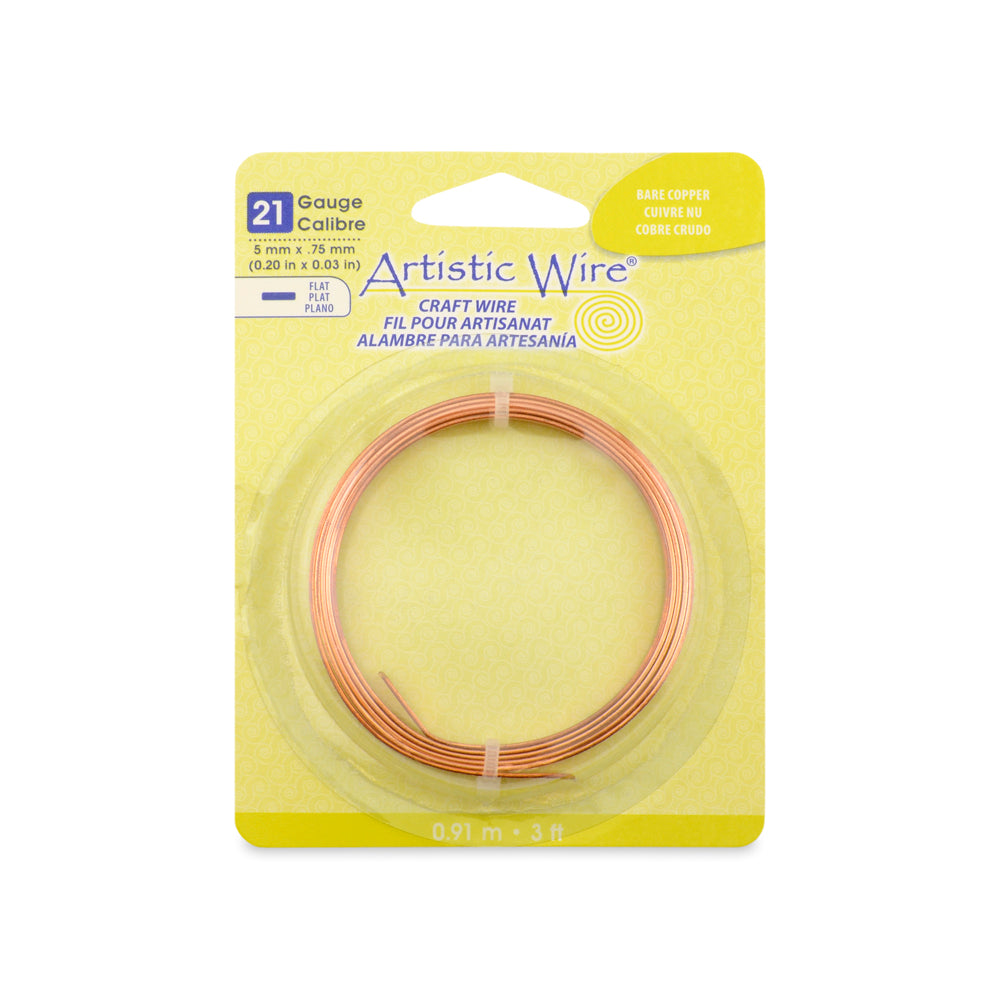 21 GUAGE FLAT BARE COPPER CRAFT WIRE 3 FEET