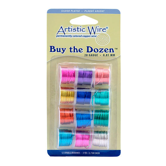 Artistic Wire 20 Gauge Silver Plated Colored Copper Craft Wire – Assorted Colors Pack (12 Spools) | The Pink Bead Shop Canada
