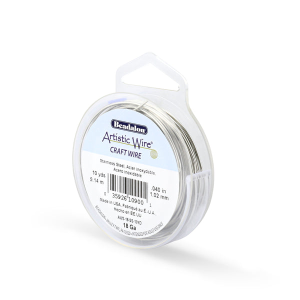 Artistic Wire 18 Gauge Stainless Steel Craft Wire – 10 Yards | Strong Jewelry & Wire Wrapping | The Pink Bead Shop Canada