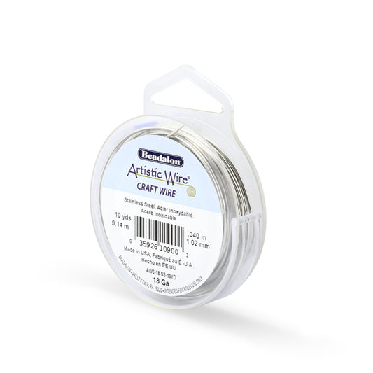 Artistic Wire 18 Gauge Stainless Steel Craft Wire – 10 Yards | Strong Jewelry & Wire Wrapping | The Pink Bead Shop Canada