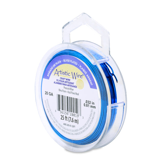 Artistic Wire – Silver Plated Tarnish Resistant Colored Copper Craft Wire Peacock Blue Asst Guages| 10 yd (9.1 m) | The Pink Bead Shop Canada