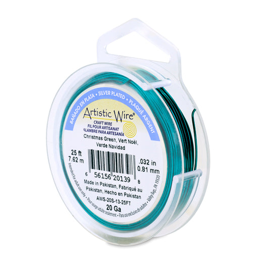 Artistic Wire – Silver Plated Tarnish Resistant Colored Copper Craft Wire Christmas Green Asst Guages| 10 yd (9.1 m) | The Pink Bead Shop Canada