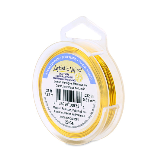Artistic Wire – Silver Plated Tarnish Resistant Colored Copper Craft Wire Lemon Meringue Asst Guages| 10 yd (9.1 m) | The Pink Bead Shop Canada