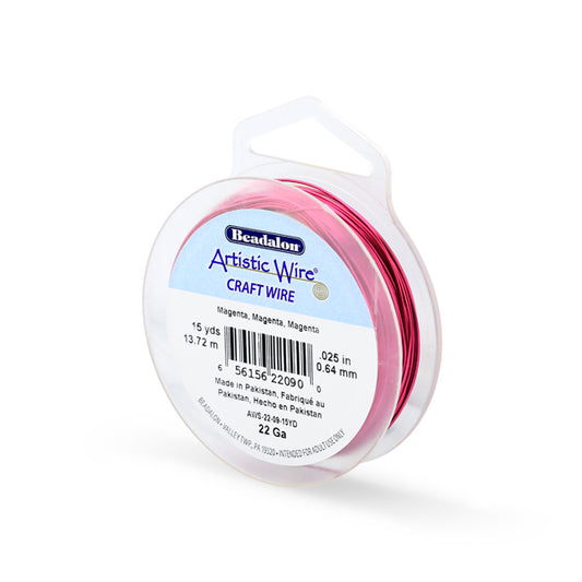 Artistic Wire – Tarnish Resistant Colored Copper Craft Wire Magenta Asst Guages | 15 yd (13.7 m) | The Pink Bead Shop Canada