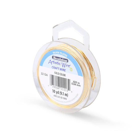 Artistic Wire – Silver Plated Tarnish Resistant Colored Copper Craft Wire Gold Color Asst Guages | 10 yd (9.1 m) | The Pink Bead Shop Canada