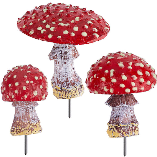 Resin Miniature Luminous Mushroom Ornaments, with Iron Pin, Micro Landscape Garden Do, Dark Red