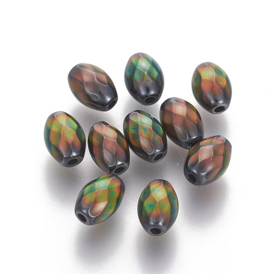 Hematite Beads, Oval, Mirage Changing Color Mood Beads 5pack