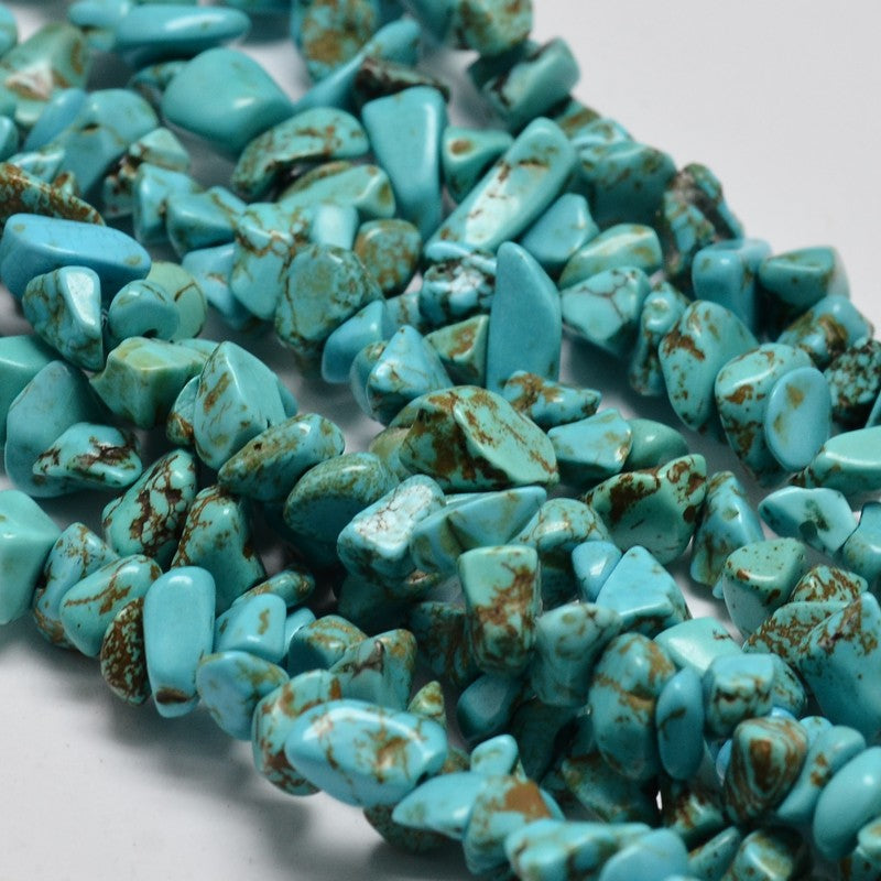 Chips Howlite Beads Strands, Dyed, Dark Turquoise Size: about 5~8mm