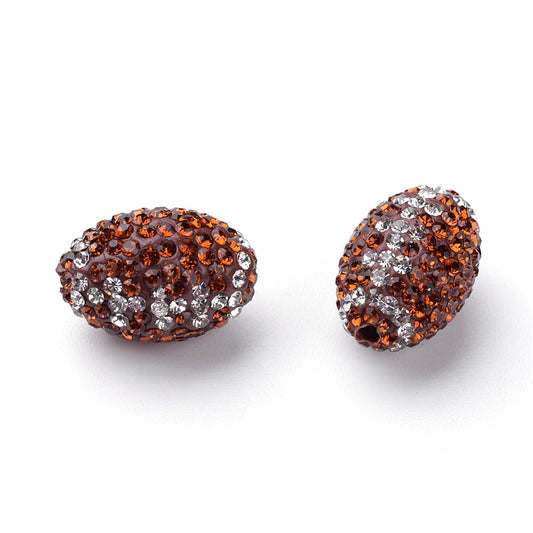 Football Handmade Polymer Clay Rhinestone Beads,