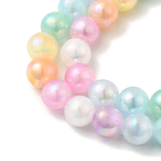 AB Electroplated Selenite 8mm Beads – Rainbow Shine | The Pink Bead Shop