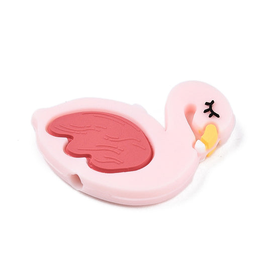 Silicone Focal Beads, Flamingo, Pink