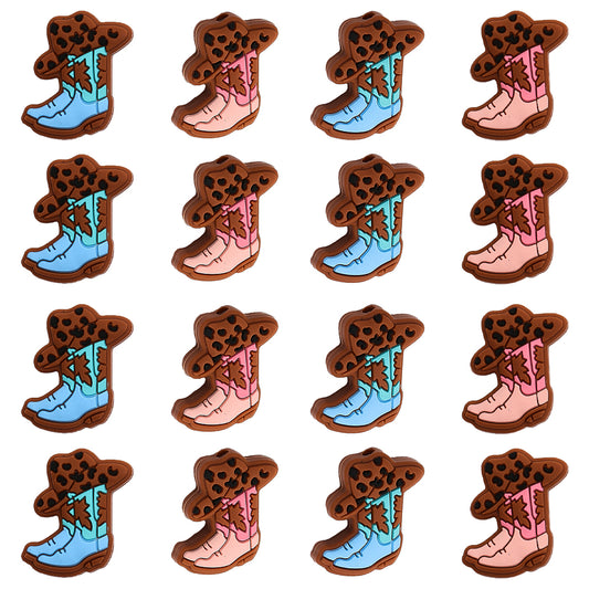 Silicone Western Boots Beads Pink & Brown Color