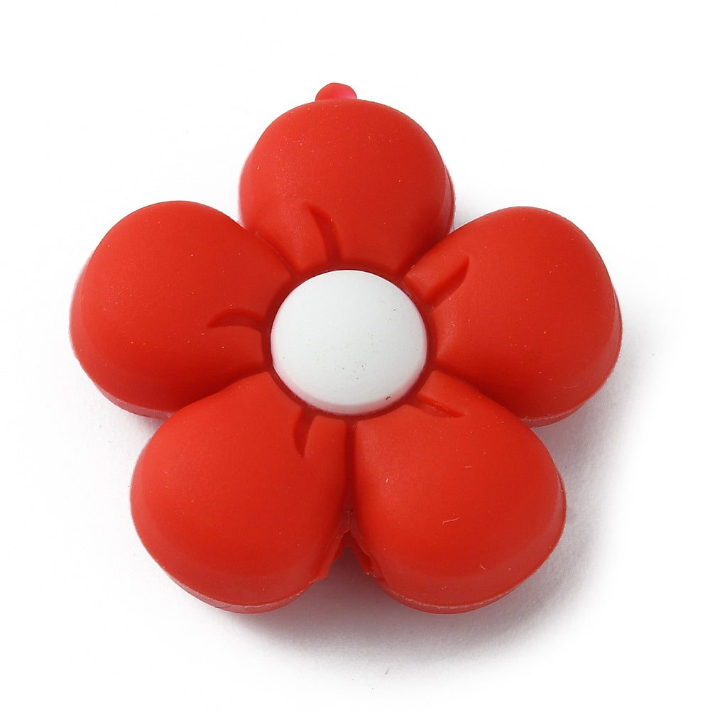 Silicone Beads, Flower, Purple, Red, Aqua