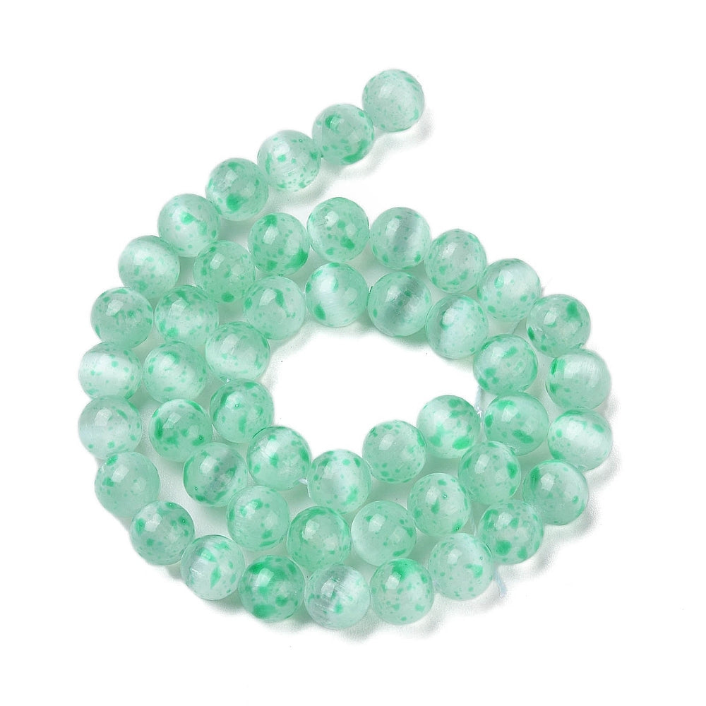 Selenite Beads  Dyed Round Turquoise 8mm (47pcs/Strand) The Pink Bead Shop