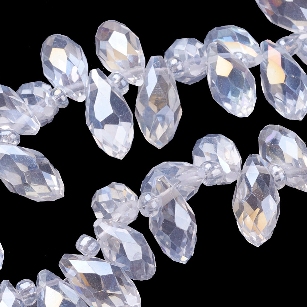 Electroplate Glass Beads Strands, Top Drilled Beads, Faceted, Teardrop