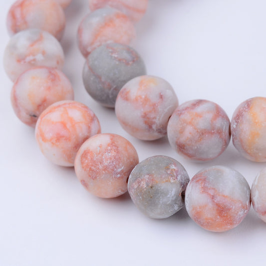 Natural Red Netstone Beads Strands, Round, Frosted