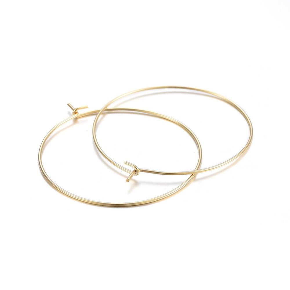 316 Surgical Stainless Steel Hoop Earrings, Ring, Real 18k Gold Plated 1 PAIR