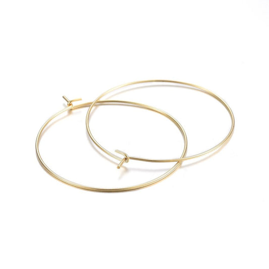 316 Surgical Stainless Steel Hoop Earrings, Ring, Real 18k Gold Plated 1 PAIR