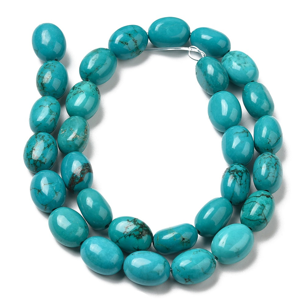 Howlite Beads Dyed Turquoise Egg Shape 12.513x1010.5x7~9.5mm (30pcs/Strand) The Pink Bead Shop
