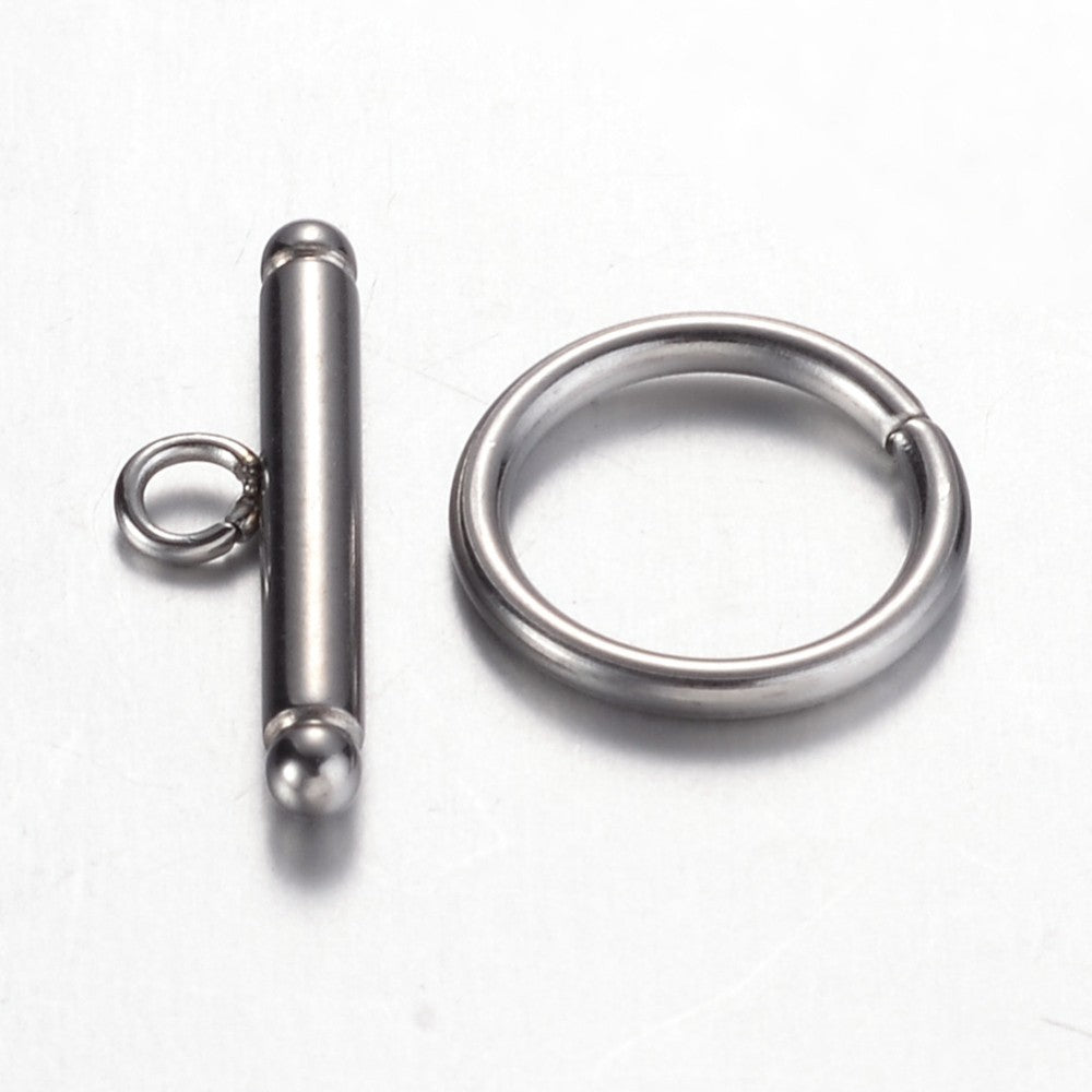 201 Stainless Steel Toggle Clasps, Ring, Stainless Steel 5 sets