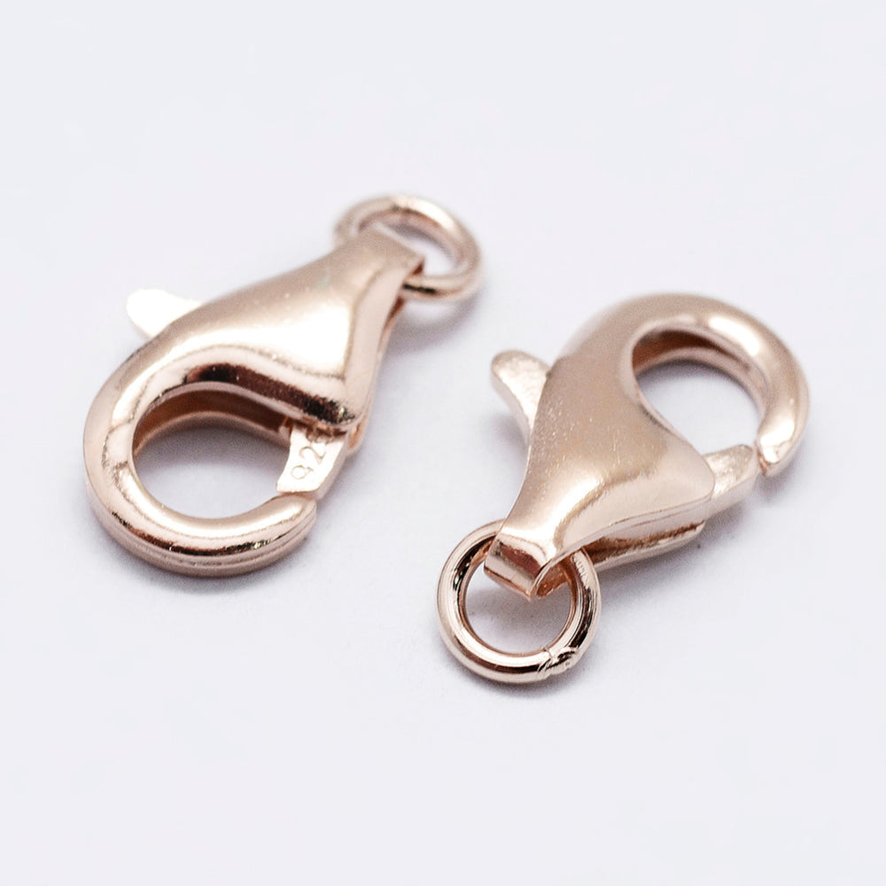 925 Sterling Silver Lobster Claw Clasps, with 925 Stamp, Rose Gold