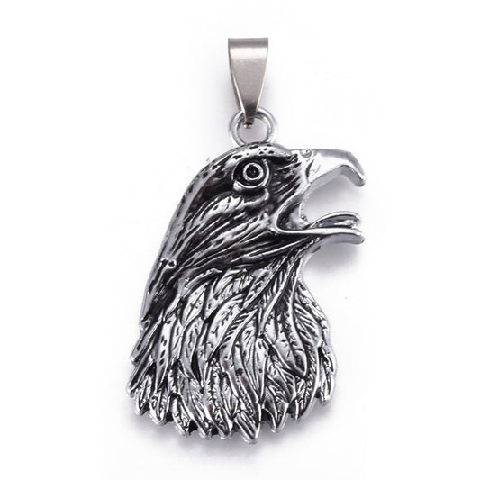 Tibetan Style Alloy Pendants, with Stainless Steel Findings, Eagle, Antique Silver