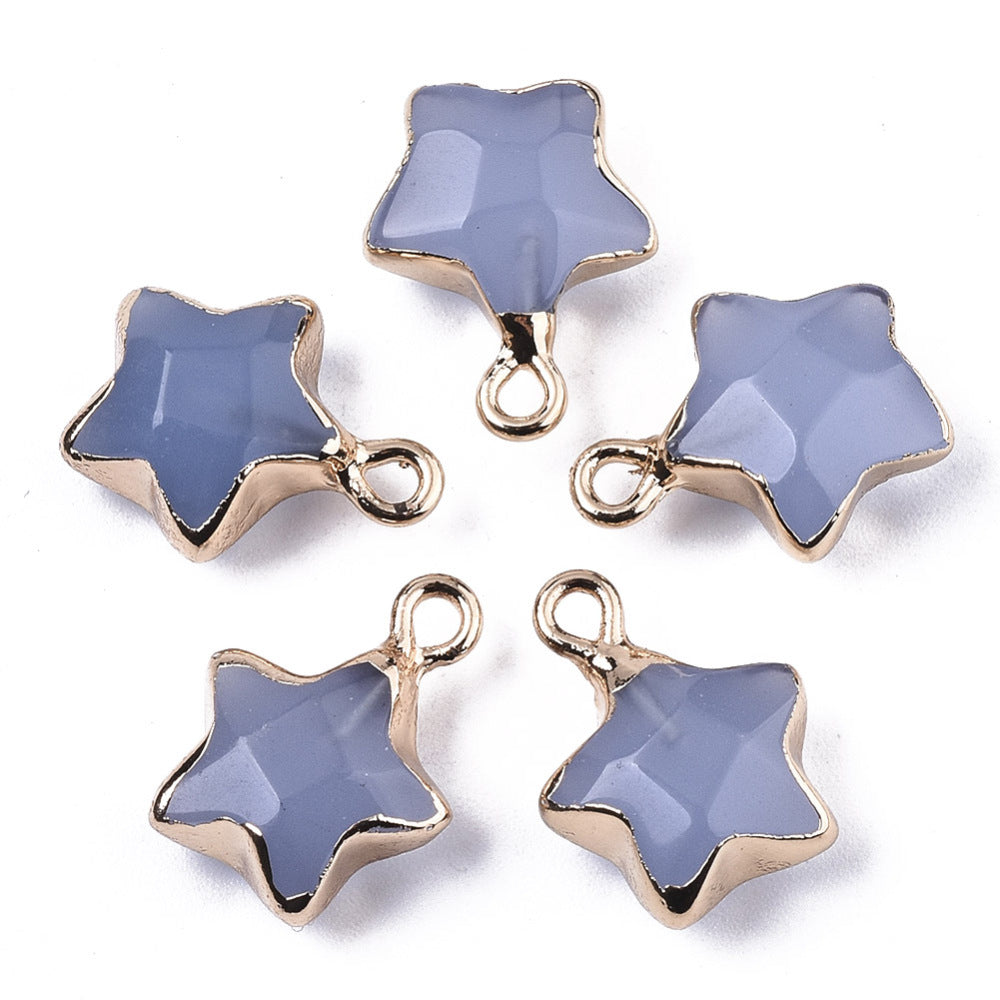 Natural Faceted Gemstone Star Pendants with gold edge