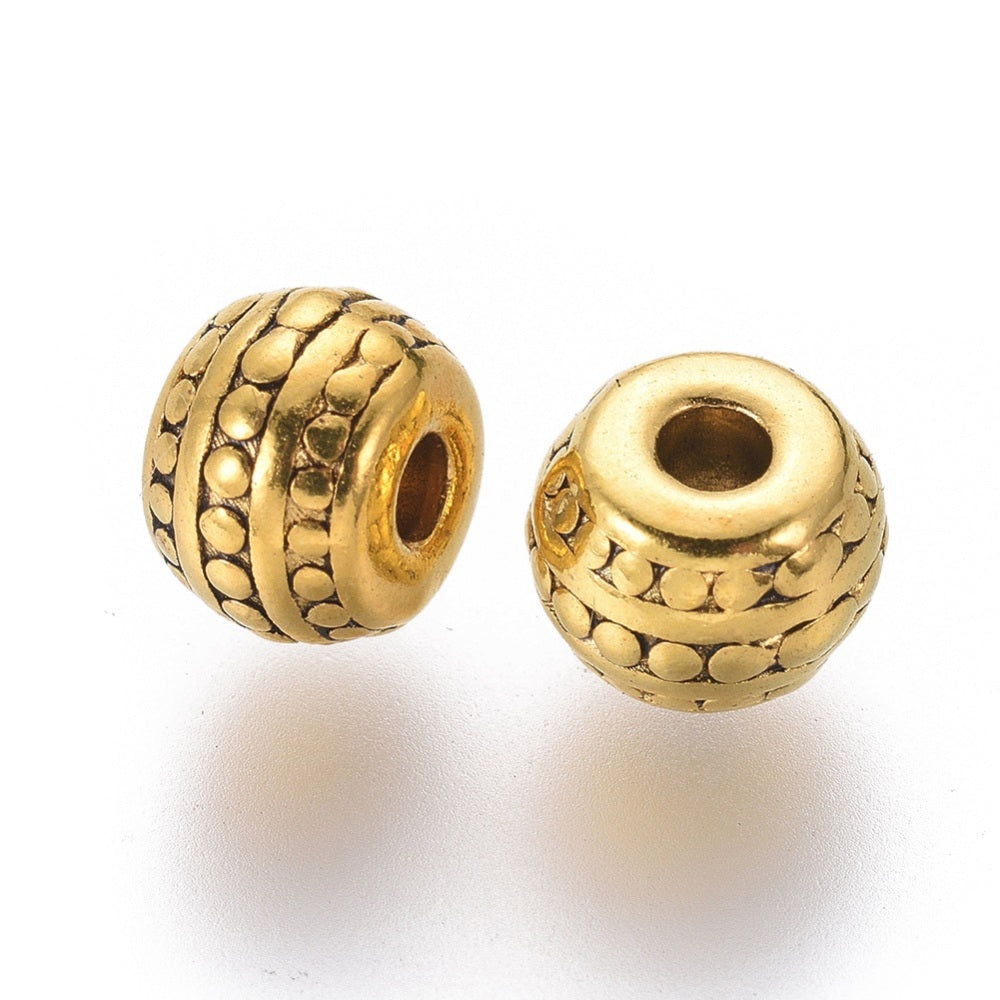 Tibetan Style Alloy Beads, Lead Free & Nickel Free 10Pack Cadmium Free, Rondelle, Antique Gold & Antique Silver