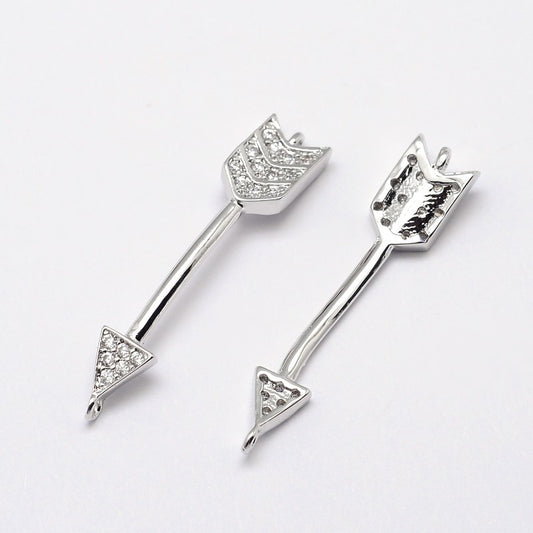 Arrow Brass Micro Pave Grade AAA Cubic Zirconia Links, Cadmium Free & Nickel Free & Lead Free, Platinum