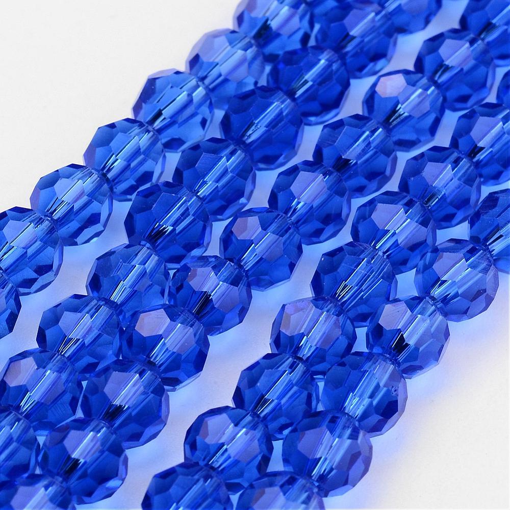 Transparent Glass Bead Strands, Imitation Austrian Crystal, Faceted(32 Facets), Round, 10mm