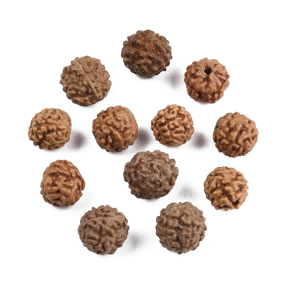 Undyed Natural Rudraksha Beads, Round, Sienna pkg of 20